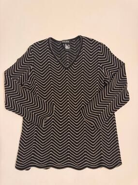 Women's Escada Margaretha Ley Black/Gold Scalloped Sweater Size 40/US 10